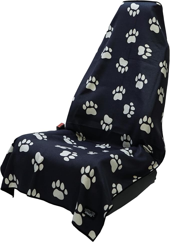 Athletic Running Towel, Full-Sized, Car Seat Cover - Performance Microfiber (Paw Prints & PR's w/Snaps)