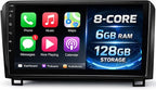 Car Stereo for Toyota Tundra 2007–2013, Sequoia 2008-2018, 10.1" HD Touch Screen, Android 15, 6GB RAM 128GB ROM, Wireless CarPlay & Android Auto, Bluetooth 5.0/WiFi 6, GPS, HD Backup Camera