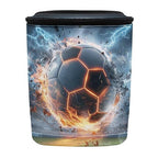 Soccer Ball Lightning Print Car Trash Can with Lid, Leak Proof Auto Trash Bag Hanging Vehicle Garbage Can Multipurpose Storage Container for Back Seat Road Trip