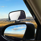 Add On Blind Spot Mirror, Convex Rear View Wide Angle Rectangle Framed HD Glass Adjustabe Mirror Upon Mirror for Car, SUV and Truck (SPECIFIC fit, Black, 1 Pack)