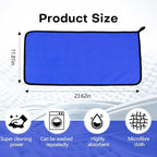 3PCS Car Microfiber Towels, 23.62"×11.81" Lint-free Microfiber Towels for Cars Wash Drying, Super Absorbent Auto Cleaning Cloths, Reusable Washing & Detailing Towel, Car Cleaning Supplies (Blue)