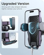 Car Phone Holder Mount Gooseneck Dashboard Windshield Suction Cup Phone Mount Anti-Shake Stabilizer Phone Car Cradle Compatible with All Cellphones & Thick Phone Case-H3S Carbon Fiber Style