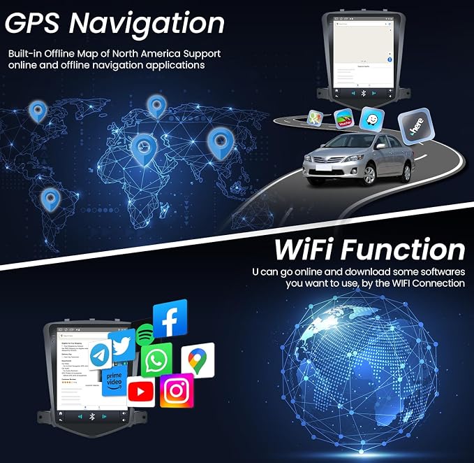 8Core Car Radio for Chevy Cruze 2009-2015: Bluetooth 5.0 10.4 inch IPS Touchscreen Wireless CarPlay Andriod Auto Steering Wheel Control FM DSP GPS 1080P Backup Camera