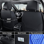 Coverado Car Seat Covers, Leather Seat Covers Full Set, Blue Seat Covers, Car Seat Cushion, Driver Car Seat Covers, Waterproof Car Seat Protector Fit for Most Cars