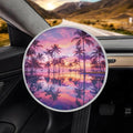 Sunset Palm Tree Steering Wheel Sunshade Car Interior Protector Sun Shade for UV Protection Removable Auto Accessories Easy Installation Universal Vehicle Accessories