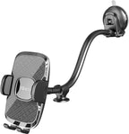 Solid Car Truck Phone Mount Holder with Thick Gooseneck Long Arm, Windshield Window Mobile Holders w/Industrial-Strength Suction Cup, Anti-Shake Stabilizer Compatible All Cell Phones, Black