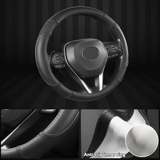 Steering Wheel Cover for Toyota, Auto Car Steering Wheel Cover for Toyota Highlander Rav4 Corolla Camry - Solid Black
