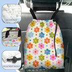Car Trash Bag Hanging Back of Seat Waterproof Small Cute Printed One-Handed Strap Drawstring Garbage Bags for Car-Flower