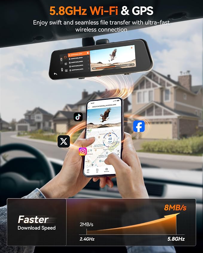 G900 PRO Mirror Dash Cam with 8MP STARVIS IMX678, 12 inches Rear View Mirror Camera with Front 4K and Rear 2.5K, Included 128GB Card, Voice Control, 5.8GHz WiFi, Loop Recording, G-Sensor & GPS