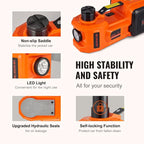 Electric Car Jack, 5 Ton/11023 LBS Hydraulic Jack Lift with Built-in Inflatable Pump and LED Light