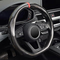 Steering Wheel Cover Carbon Fiber, D Shaped Car Wheel Cover 14 1/2-15 in (37-39 cm), Black