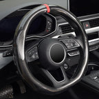 Steering Wheel Cover Carbon Fiber, D Shaped Car Wheel Cover 14 1/2-15 in (37-39 cm), Black