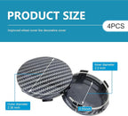4PCS Car Wheel Hub Center Caps, 2.36" OD 2.2" ID Wheel Center Caps, Carbon Fiber ABS Snap-in Rim Hub Cover, Rustproof Center Caps for Rims, Universal Wheel Hub Decoration (Carbon Fiber)