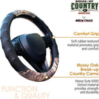 Mossy Oak Steering Wheel Cover with Comfort Grip; Heavy Duty 600D Oxford Material with Mossy Oak Break-up Country Camouflage; Fits All Large Trucks and SUVs with Steering Wheel Size 15.5" to 16"