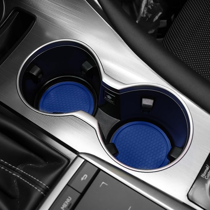 Car Cup Coaster, 4PCS Universal Non-Slip Cup Holders Embedded in Ornaments Coaster, Car Interior Accessories, Grey Blue