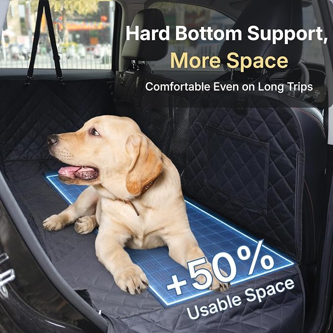 Car Back Seat Extender for Dogs, Semi-Hard Bottom Design, Fits Compact SUVs | Waterproof, Odorless Material, Upgraded Support