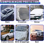 Half Car Cover for Sedan, 149" Windproof Windshield Cover, Dustproof Auto Sunroof Covers with Reflective Straps, All Season Universal Waterproof Vehicle Window Sun Protector(Hatchback)