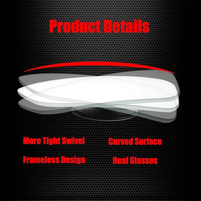 Large Rear View Blind Spot Mirror, Frameless HD Glass Convex Wide Angle Stick on Wing Blindspot Mirror Rearview Car Mirror for Car SUV and Truck (Pack of 2)
