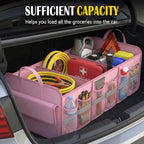 Trunk Organizer for SUV, Large trunk organizer for car, Collapsible Multi-Compartment Car Trunk Organizer, Sturdy Cargo Trunk Storage Organizer, Non Slip Bottom
