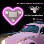 Car Solar Heart LED Light, Solar Powered Wireless LED Triangle Heart Shape C-Pillar Ambient Neon Light, Valentine's Day Romantic Car Interior Decor Accessory (Lake Blue*1)