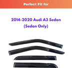 KPY Rain Guards Fit for 2014-2020 Audi A3 Sedan, Out-Channel Window Visors Vent Wind Deflectors 4PC, Car Accessories for 14-20 Audi A3 (Sedan Only)