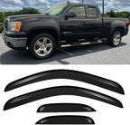 Rain Guards Window Deflectors Visors for 2007-2014 Chevy Silverado/GMC Sierra 1500/2500HD/3500HD Extended Cab, Side Window Deflectors Vent Guard Shade Sun Visor,94040 Dark Smoke Tint,4-Pieces Set