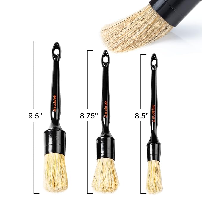 HD Intensive Brush Kit 3 Pack- Premium Boar’s Hair Brushes - Scratch Free Design - Fine Detailing Brushes For Personal And Professional Use