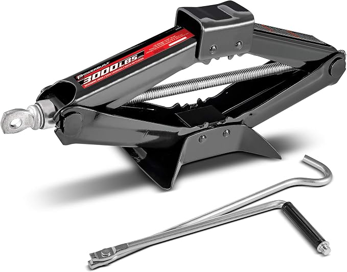 Powerbuilt Mechanical Scissor Jack, 1.5 Ton (3,300 lbs) Capacity, Portable Tire Jack for Car, Truck, Sedans, MPV - 640819
