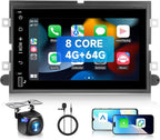 [8 CORE 4G+64G] Car Radio for Ford F150/ F250/ F350 2004-2014 with Wireless Carplay/Android Auto, 7 Inch Android 13 IPS Touch Screen Stereo, Bluetooth, GPS, WiFi, DSP, SWC, + Backup Camera