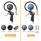Tire Pressure Gauge with Inflator, 100 PSI-ANSI B40.1 Accurate, Large 2.5" Easy Read Glow Dial, Heavy Duty Air Chuck and Compressor Accessories for Truck, with Case