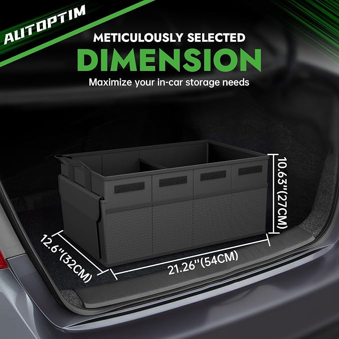 Car Trunk Organizer - Collapsible Car Organizer with Non Slip Bottom & Multiple Pockets for Groceries, Trunk Storage with Base Panel for SUV Sedan Van, 2 Compartments (Black, Medium, 2 Pack)