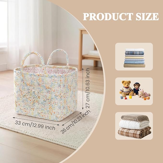 Floral Fabric Storage Basket Car Interior Storage Basket Underwear Sundries Laundry Baskets Supplies Home Organizer Bag (style 1)
