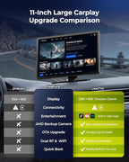 LAMTTO Extra Large 11 Inch Carplay Screen for Car, Built-in YouTube/TikTok Entertainment Video APPs, Backup Camera, Wireless Car Play and Android Auto Screen with Navigation/Voice Assistant/OTA Update