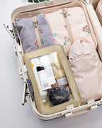 Clear Makeup Bags,TSA Approved Toiletry Bag with Zipper,Sunscreen Bag Clear Makeup Toiletry Pouch Beach Vacation Essentials for Women Teen Girls Gifts(Golden)