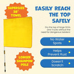 ShamPow XL 38"x 34" Car Drying Towel with Pole, Streak Free, Lint Free, Reusable - Car Accessories, Bath Towels, Microfiber Cleaning Cloth for Car, Truck, SUV - One Pass is All You Need