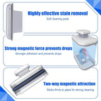 Magnetic Window Cleaner, Windshield Magnetic Car Window Cleaner Tool with Anti-Falling Rope, Track Cleaner and Dustpan Cleaning Brush, for Glass Thickness 3-10mm