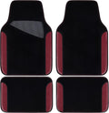Waterproof Universal Fit Car Floor Mats, Car Mats Fit for SUV,Vans,sedans, Trucks,Set of 4pcs Car Carpet with Driver Heel Pad（Black and Burgundy）