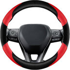 Soft Leather Steering Wheel Cover with Breathable Design and Anti-Slip Grip, Specially Designed for 14.5-15.2 inch Circular Steering Wheels