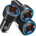 USB C Car Charger 3 Pack, 65W 4 Port Car Power Adapter with Voltmeter PD 30W/QC 3.0 Fast Charging Cigarette Lighter USB Charger Plug for iPhone 16/15/14/13/12/11 Pro Max/Pad,Android(Black)