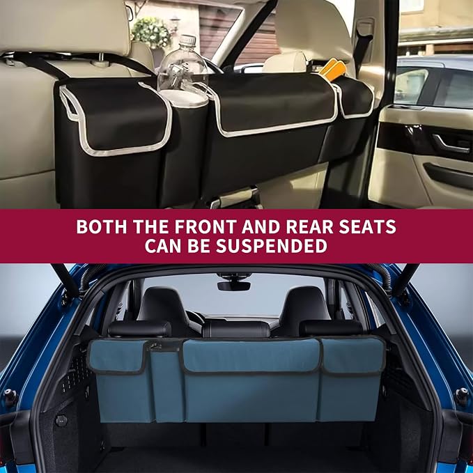 Car Trunk Organizer, Backseat Hanging Large Storage with Adjustable Straps,Waterproof PVC Collapsible Cargo Bag, Car Interior Accessories for Auto SUV MPV (Red)