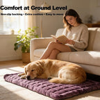 Dog Car Seat Cover for Back Seat, Purple Flannel Pet Bed Mat, Non-Slip Waterproof Bottom, Washable Dog Bed & Seat Protector for Cars SUVs Trucks, Fits Backseat Extenders, 59.1 x 23 Inches