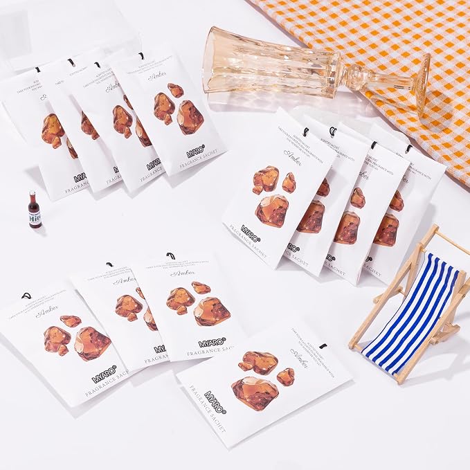 12 Packs Amber Scented Sachets for Drawer and Closet, Long-Lasting Closet Sachet Bags Drawer deodorizers Fresh Scents, Home Fragrance for House