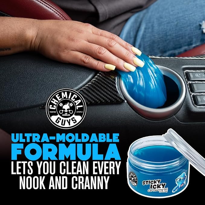 Sticky Icky Car Cleaning Gel, Green Apple, Interior Car Cleaner, Reusable Automotive Crevice & Interior Dust Cleaner for Air Vents, Consoles, Cup Holders & Keyboards, 4 Pack (100g Each)
