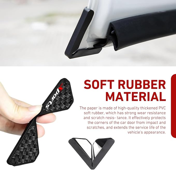 2 PCS Car Door Corner Edge Guards, Anti-collision Carbon Fiber Door Corner Stickers, Self-Adhesive Auto Decorative Edge Protector, Modificative Exterior Accessories for Most Cars (Black #01)