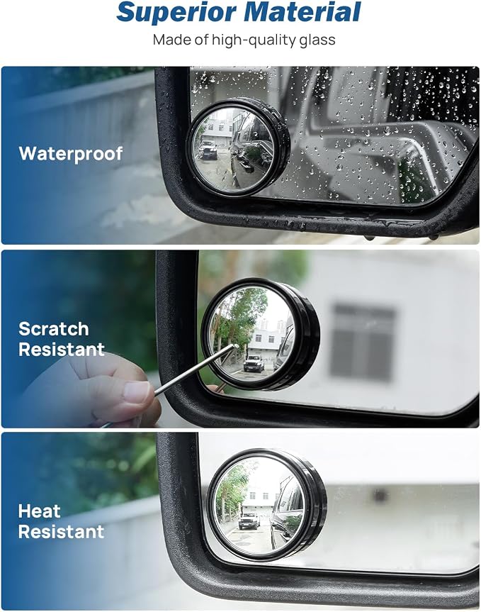 Blind Spot Mirror 2 Pack HD Frame Convex Glass for Wide Angle View and Safer Lane Changing Compatible with Cars SUVs Trucks RVs Easy Stick On & Long Lasting Durability