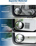 Blind Spot Mirror 2 Pack HD Frame Convex Glass for Wide Angle View and Safer Lane Changing Compatible with Cars SUVs Trucks RVs Easy Stick On & Long Lasting Durability
