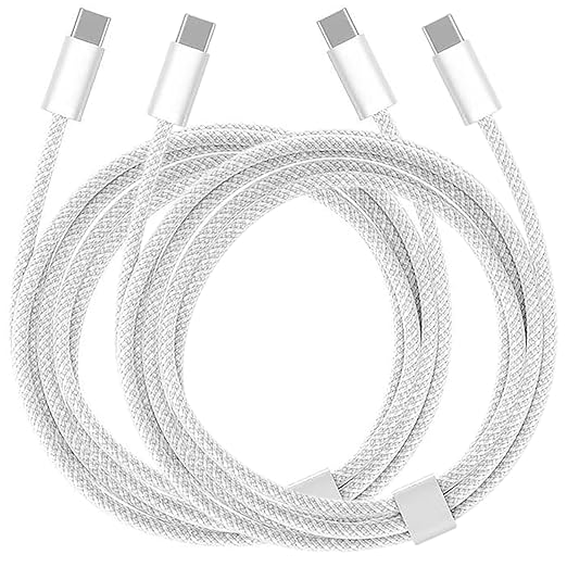 2pack USB C to USB C Woven Cable Compatible for iPhone 17/16/15, 17 16 15 Pro Max, Plus, 16E, 17Air Carplay Charger Cord, AirPods 4, AirPods Pro (2nd/3rd Gen) Fast Charging Cord, Car Charger Cable 5FT