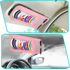 Trinkrittey CD Holder for Car Visor, Vehicle Sun Visor Organizer Large Capacity with 12 DVD Storage Sleeves 1 Mesh Pocket 1 Pen Holder and Elastic Strap