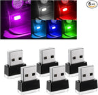 6 PCS USB LED Car Interior Atmosphere Lamp, Plug-in USB Decor Night Light, Portable Auto Ambient Lighting Kit, Universal Vehicle Interior Accessories for Most Cars (6 Colors)