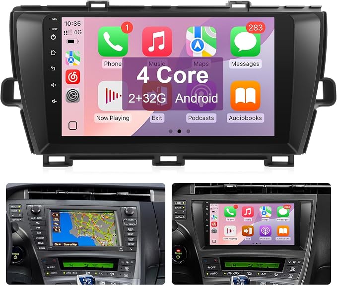Android Car Radio for Toyota Prius 2010-2015 Stereo Compatible with Apple CarPlay Android Auto, Touch Screen with Bluetooth/GPS/WiFi/MIC/Backup Camera (for Large Screens but NOT with JBL)